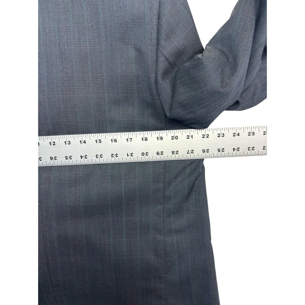 vtg 90s Tailored 40S Charcoal Plaid Double Breasted Blazer Jacket‎ Sport Coat